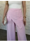 Marka model terni keten pantolon pembe