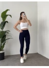 Marka yüksek bel full likralı toparlayıcı tayt Lacivert
