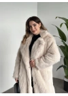 Maxi boy uzun lolita kürk kaban krem