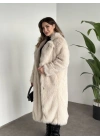 Maxi boy uzun lolita kürk kaban krem