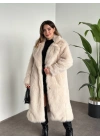 Maxi boy uzun lolita kürk kaban krem