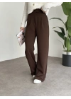 Meşhur Beli Cırt Cırtlı Bol Paça Pantolon Acı Kahve