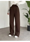 Meşhur Beli Cırt Cırtlı Bol Paça Pantolon Acı Kahve