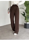 Meşhur Beli Cırt Cırtlı Bol Paça Pantolon Acı Kahve