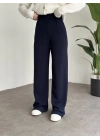 Meşhur Beli Cırt Cırtlı Bol Paça Pantolon Lacivert