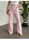 Meşhur Beli Cırt Cırtlı Bol Paça Pantolon Pembe