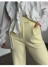 Meşhur Beli Cırt Cırtlı Bol Paça Pantolon sarı
