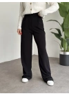 Meşhur Beli Cırt Cırtlı Bol Paça Pantolon Siyah