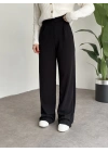Meşhur Beli Cırt Cırtlı Bol Paça Pantolon Siyah