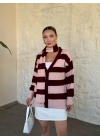 Mila çizgili hırka pembe