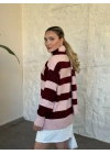 Mila çizgili hırka pembe