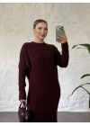 mira yumuşak doku triko elbise bordo