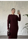 mira yumuşak doku triko elbise bordo
