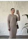 mira yumuşak doku triko elbise krem
