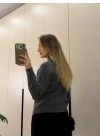 Örme balıkçı yaka düğmeli triko füme