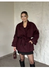 Oversize ara boy standart kaşe kaban bordo
