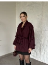 Oversize ara boy standart kaşe kaban bordo