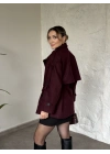 Oversize ara boy standart kaşe kaban bordo