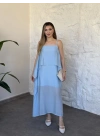 Oversize askısı ayarlanabilir tül modal elbise bebek mavisi