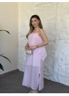 Oversize askısı ayarlanabilir tül modal elbise pembe