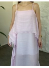 Oversize askısı ayarlanabilir tül modal elbise pembe