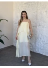 Oversize askısı ayarlanabilir tül modal elbise sarı
