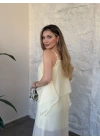 Oversize askısı ayarlanabilir tül modal elbise sarı
