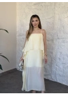 Oversize askısı ayarlanabilir tül modal elbise sarı