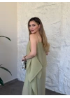 Oversize askısı ayarlanabilir tül modal elbise yeşil