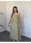 Oversize askısı ayarlanabilir tül modal elbise yeşil