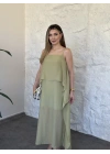 Oversize askısı ayarlanabilir tül modal elbise yeşil