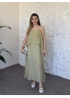 Oversize askısı ayarlanabilir tül modal elbise yeşil