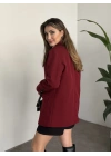 Oversize düğme detaylı blazer ceket bordo