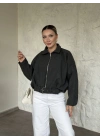 Oversize kısa kemerli kaşe ceket antrasit