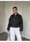 Oversize kısa kemerli kaşe ceket antrasit