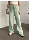 Pamuklu keten şalvar pantolon yeşil