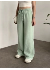 Pamuklu keten şalvar pantolon yeşil