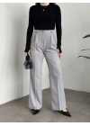 Pensli palazzo ince kumaş pantolon gri