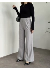 Pensli palazzo ince kumaş pantolon gri