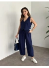 Şalvar kesim pantolon yelekli takım lacivert