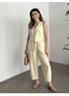 Şalvar kesim pantolon yelekli takım sarı