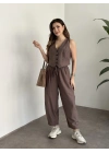 Şalvar kesim pantolon yelekli takım vizon
