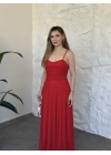 Scarlet drapeli uzun elbise kırmızı