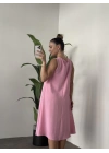 Sıfır Kol Ayrobin Elbise Pembe