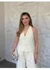 Terni keten yelekli takım sarı