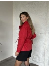 vera kemerli süet ceket kırmızı