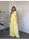 Yakalı ultra bol paça salaş takım sarı