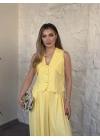 Yakalı ultra bol paça salaş takım sarı
