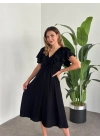 Yakası Gipe Ve Volanlı Astarlı Elbise Siyah