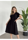Yanı Çıt Çıtlı Terni Elbise Siyah